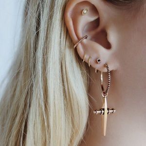 Luv Aj Brushed Gold Cross Earrings